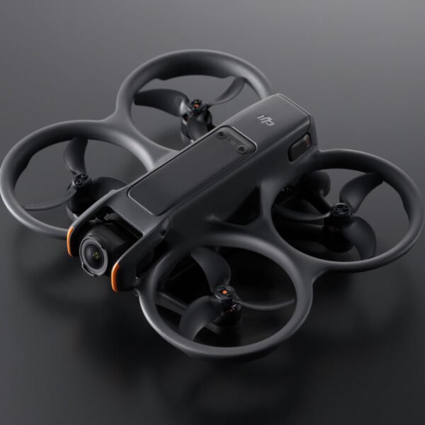 Close up of DJI Avata 2 FPV drone with attached 3032S replacement propellers featuring orange alignment marks, DJI Avata 2 Propellers