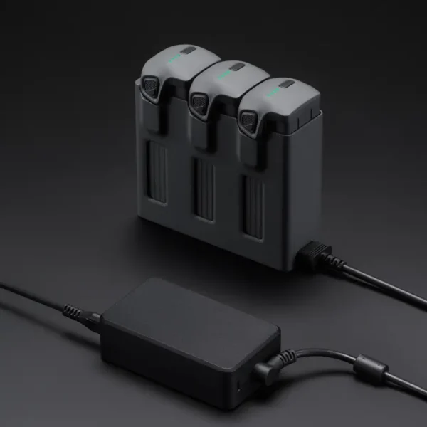 Original DJI Mavic 240W Power Adapter showing built-in Mini SDC cable isolated