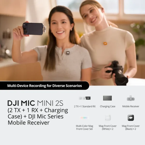 DJI Mic Mini 2S (2 TX + 1 RX + Charging Case) + DJI Mic Series Mobile Receiver full dual wireless kit